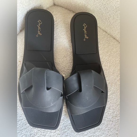 Qupid matte Black squared toe Women's Slide dress Sandals 6.5 NWOT - Picture 6 of 6